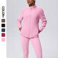 Fall and winternew arrivalfleece-linedsweatshirt zipperoutwearthickenedheattech outdoor sports suit running fitness yoga clothes for women