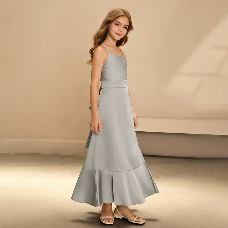 European and american style cross-border e-commerce girls' dress, camisole dress, minimalist satin high-end teen clothing, new arrival