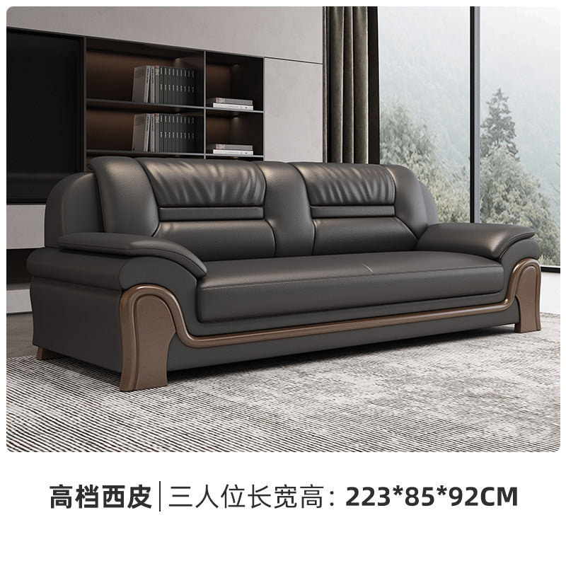 Office sofa business casual living room hall hotel reception casual area genuine leather coffee table reception office combination