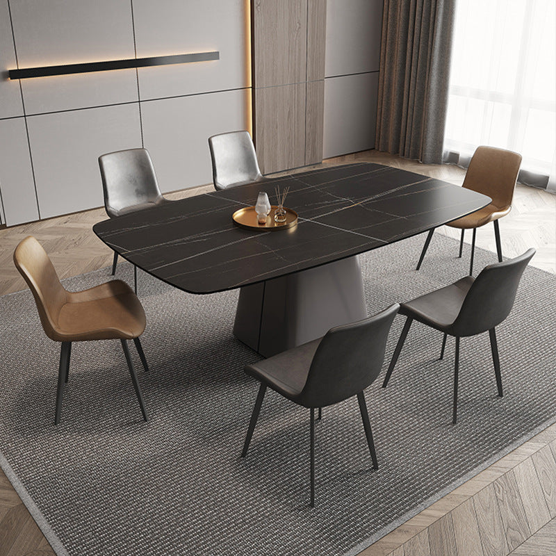 Modern minimalist small apartment home designer pandora dining table and chair set with rock slab dining table