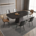 Modern minimalist small apartment home designer pandora dining table and chair set with rock slab dining table