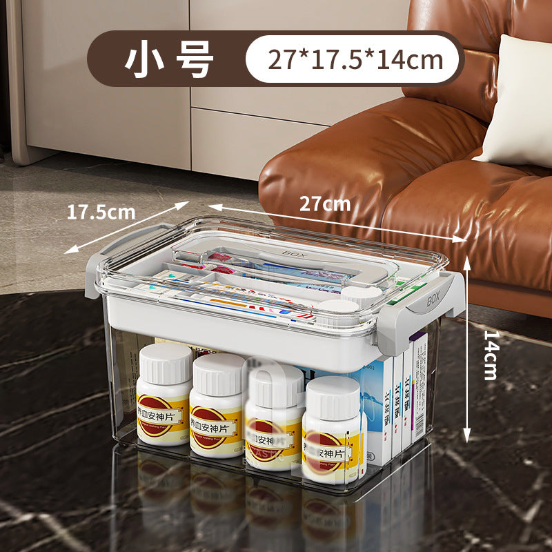 Household medicine box Medical medicine box Multi-layer finishing box Storage Household medicine Transparent portable storage box Medical first aid box