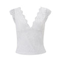 European and american cross-border women's fashion:  summer new arrivals - elegant v-neck sexy lace see-through cropped backless versatile top