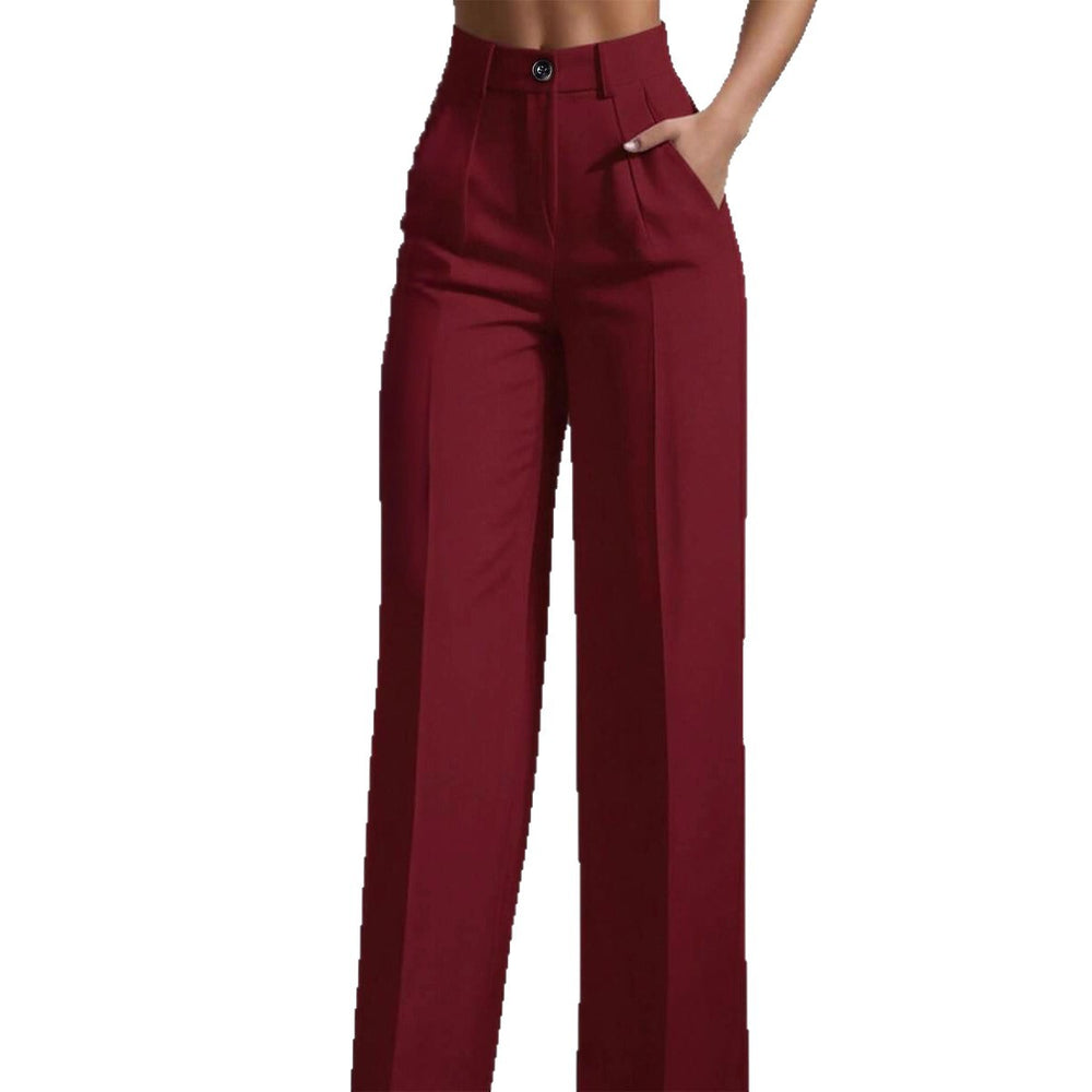 european and american  independent station pure colorcasual women's high waist pleated loosepants work pants trousers