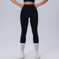 Fashion nude high waist yoga pants women's no embarrassment line high elastic sports tights peach butt lifting fitness pants
