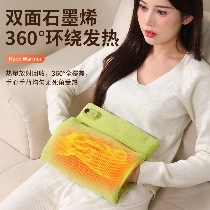 Graphene rechargeable hand warmer - plush, heated, and waterless hot water bottle for women - keeps you warm and cozy, perfect for stomach relief