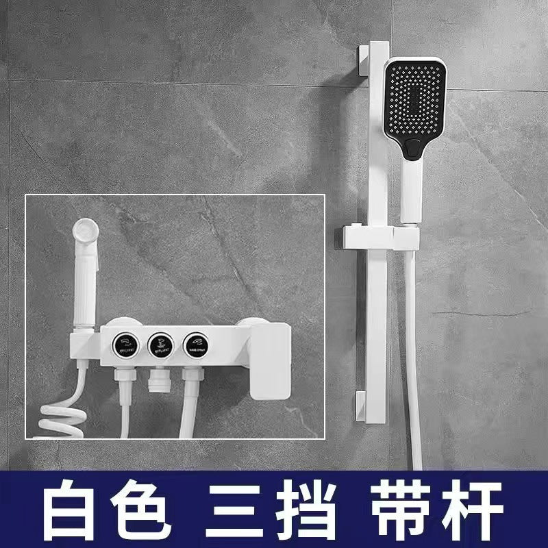 Engineering shower head suit full copper separates simple hotel constant temperature piano button booster water nozzle