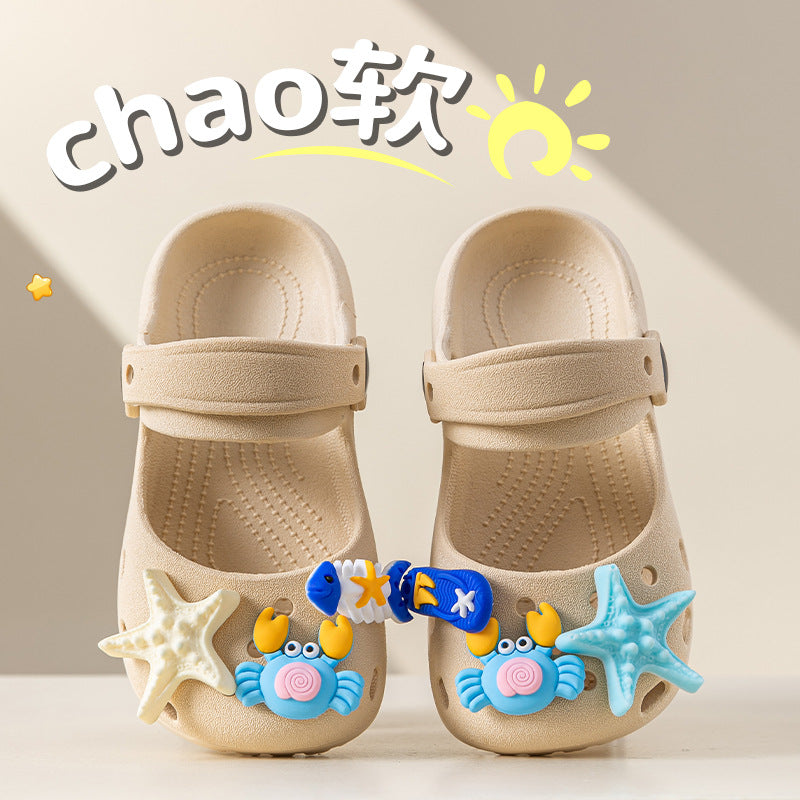 Kids' clogs - summer girls' indoor anti-slip cartoon boys' mid-to-large children's baby slippers beach sandals