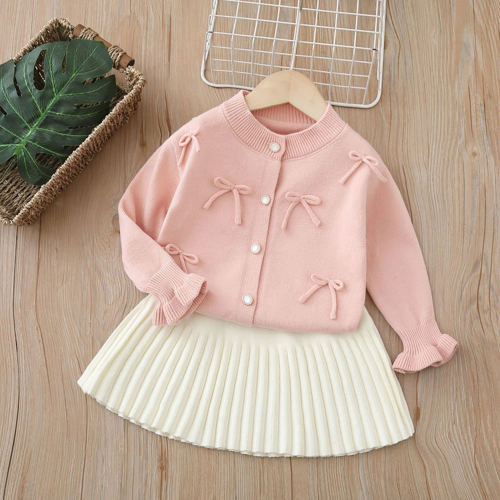 Baby girl's autumn jacket, new autumn cardigan, stylish girls' two-piece set, children's sweater outfit