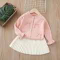 Baby girl's autumn jacket, new autumn cardigan, stylish girls' two-piece set, children's sweater outfit