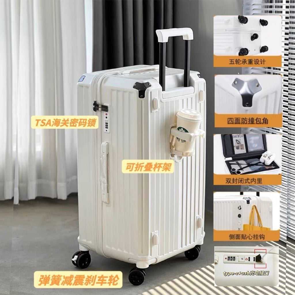 Large-capacity luggage wants men and women Internet celebrities trolley case, suitcase, shock-absorbing five-wheel durable password case, strong box and light