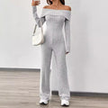 European and american export  fall/winter women's fashion one-shoulder long sleeve slim-fit high-waisted jumpsuit