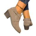 Wholesale women's plus size crossover buckle square heel chelsea boots - new autumn/winter  collection with side zipper