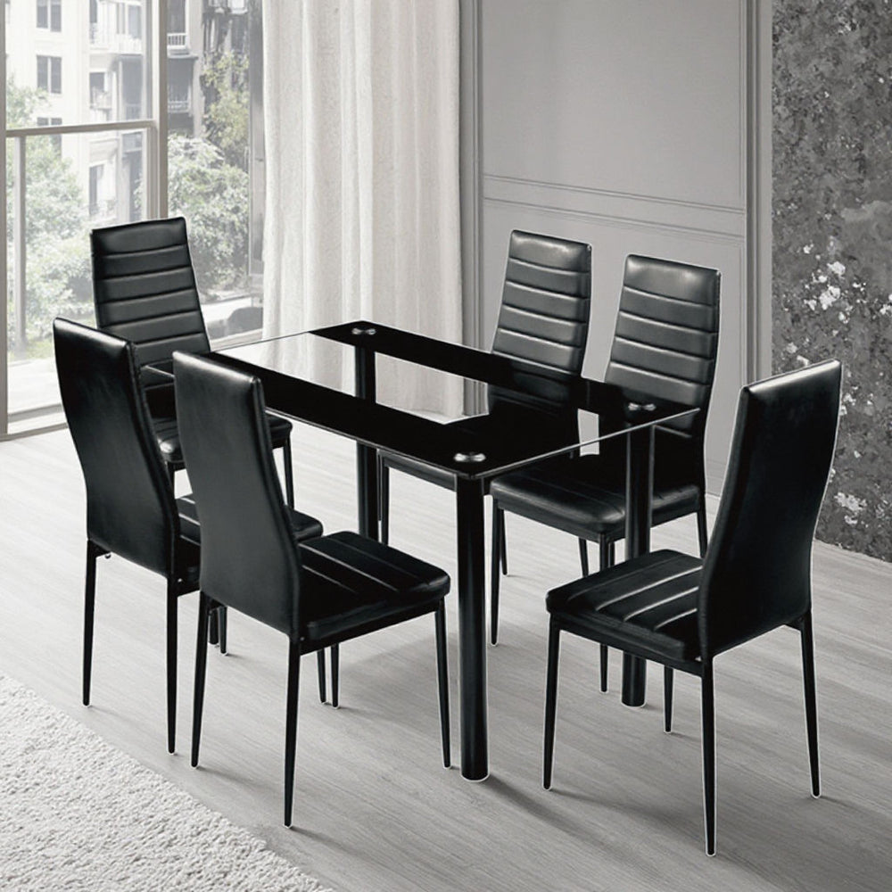 Export tempered glass restaurant table and chair set, home table and chair combination, commercial reception and negotiation area complete dining table and chair set