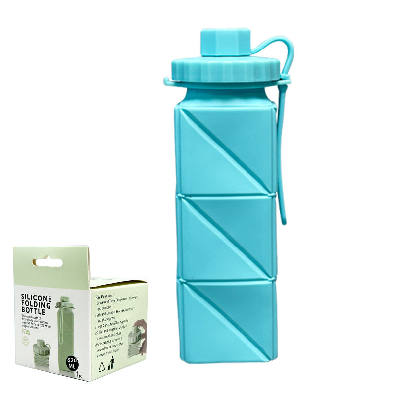 Cross-border new silicone folding water cup sports cycling water cup outdoor portable silicone kettle food grade high temperature resistance