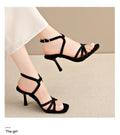 2026 summer new european and american style high heels - chic and fashionable square toe open back sandals - cross-border export stiletto heel women's shoes