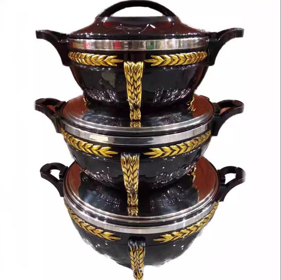 Export3pcs golden bell insulation box 3l-7l-10l large capacity export insulation tableware food warmer