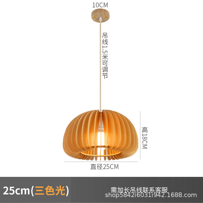 Zhongshan lighting manufacturers creative minimalist study restaurant B & B bar living room Nordic bedroom wood pumpkin chandelier