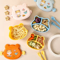 Baby outing food bowl kids portable lunch box plastic bowl spoon meal box set drop-proof with lid lunch box microwaveable