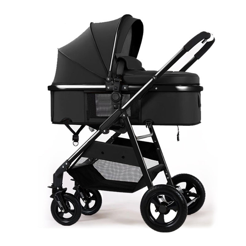 Baby stroller, lightweight, full-coverage, sit-down and lie-down mesh, breathable, one-click folding, high-view stroller with four wheels
