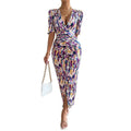 code new arrival  elegant women's original print dress - purple