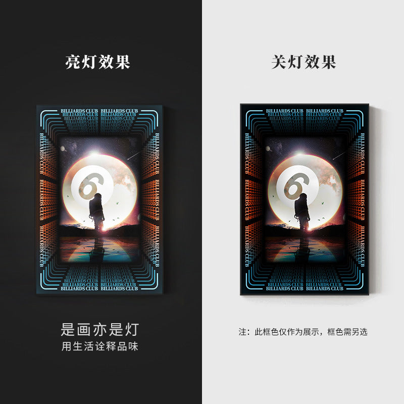 Black eight ball astronaut billiard hall wall decoration painting luminous billiard room hanging painting chess and card club atmosphere light painting