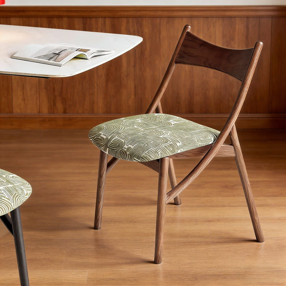 Nordic medieval designer creative for home small apartment soft pack dining chair solid wood chair cat ear chair single back chair