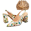 Huizhou amazon aliexpress high heel sandals women's fashion multi-color pointed toe chunky heel french style sandals