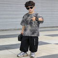 Comfortable and loose-fitting trendy brand short-sleeve t-shirt for boys,  summer print, kids' pure cotton top, fashionable casual children's clothing