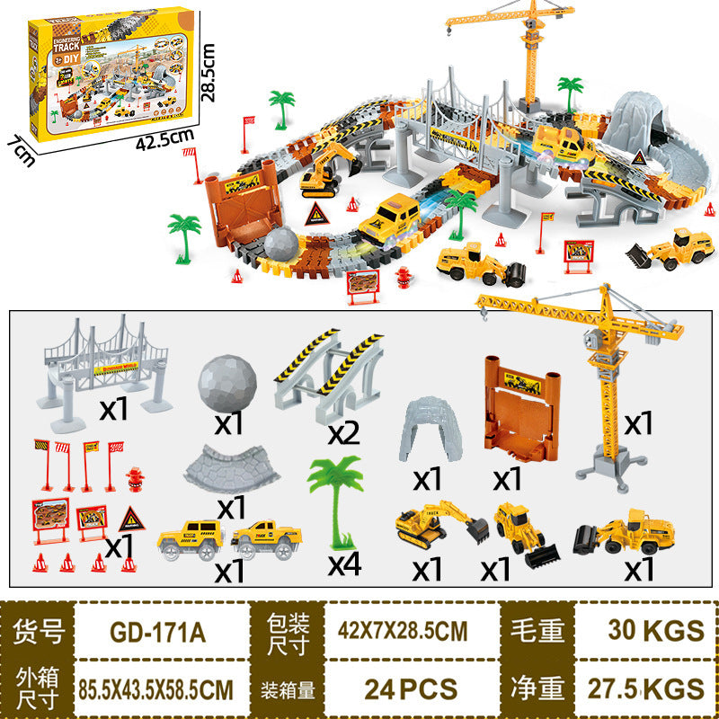 New arrival cross-border engineering rail car scene toy plug-in rail toy car educational kids electric rail toy