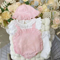Summer newborn & infant fashion lace overalls set - baby girl cute top & lace inner layer 4-piece outfit