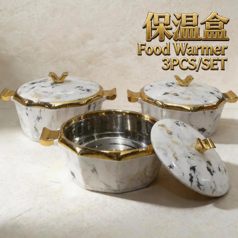 3pcs food warmer new cross-border export octagonal new insulated lunch box 2l-2.5-3l insulated tableware