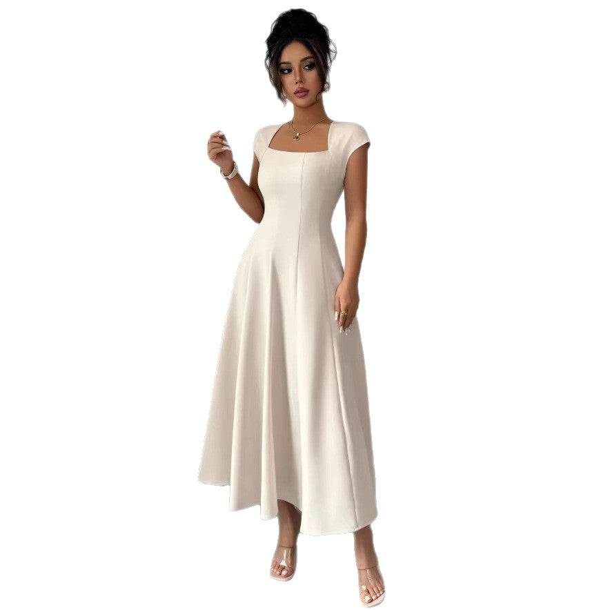 new cross-border european and american style elegant summer solid color long dress