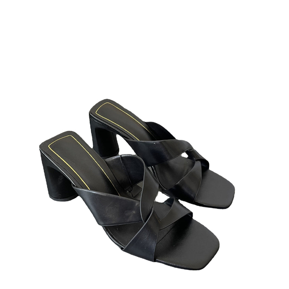 Z's summer new black chunky heel women's shoes - minimalist open-toe high heel mules for outdoor wear