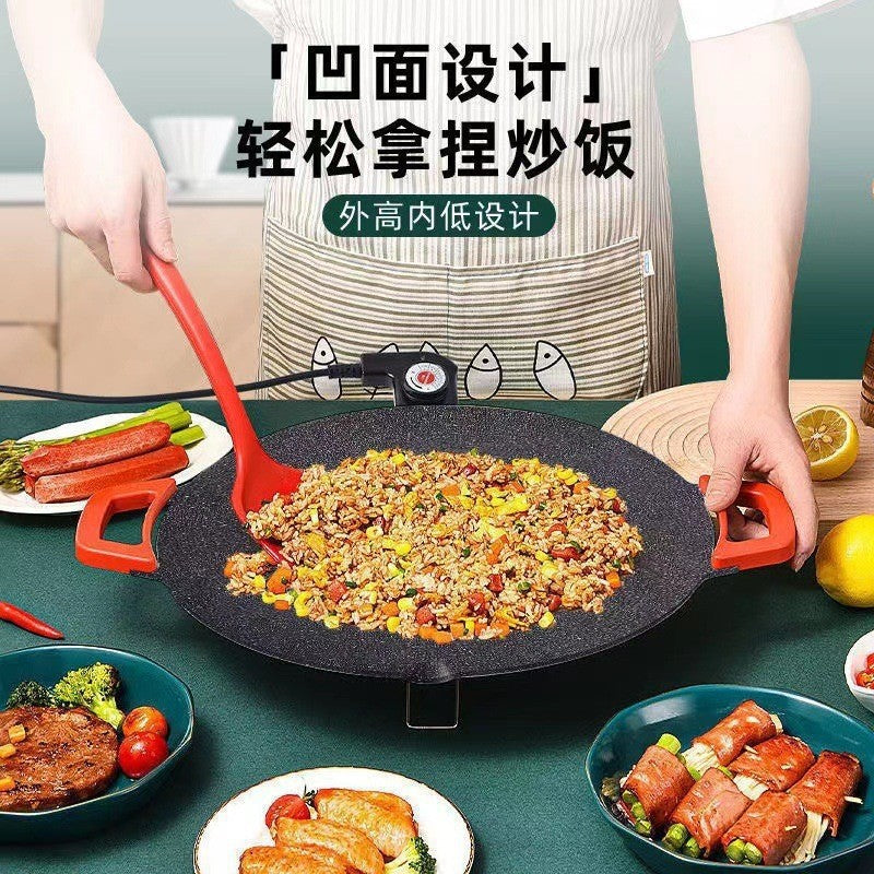 Korean style multifunctional electric grill pan, maifan stone bbq grill, round electric grill pan, steak frying pan, home use smokeless electric frying pan