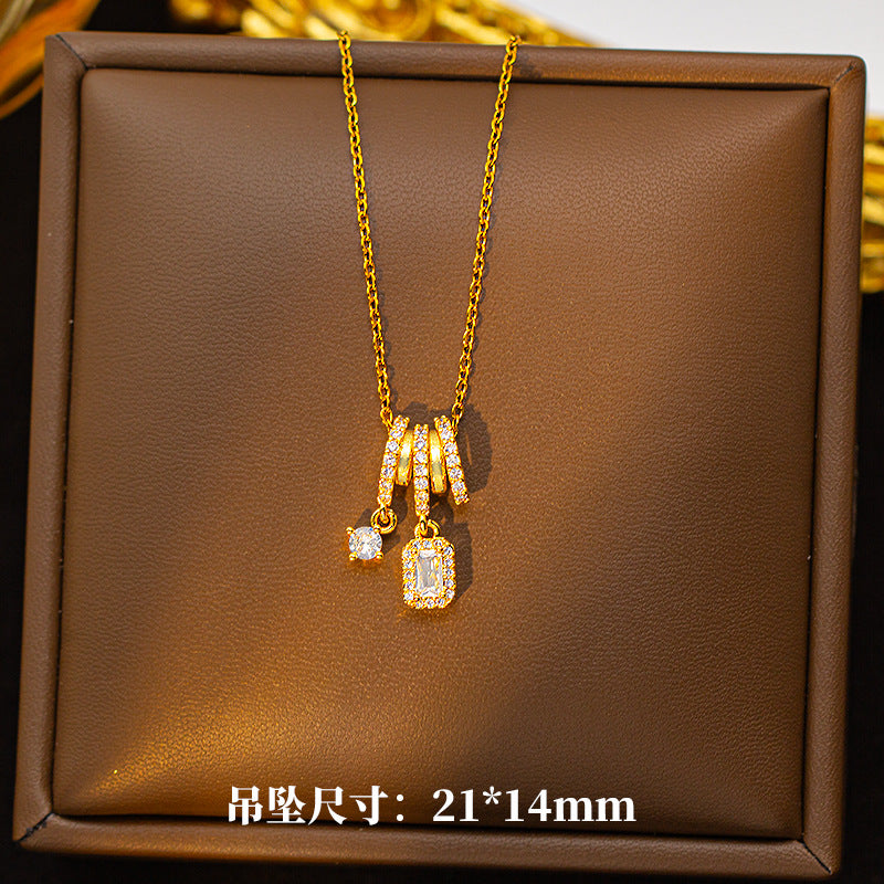 [set] cross-border fashion elegant light luxury full zirconium sweater chain exquisite copper micro-embedded earrings necklace jewelry combination