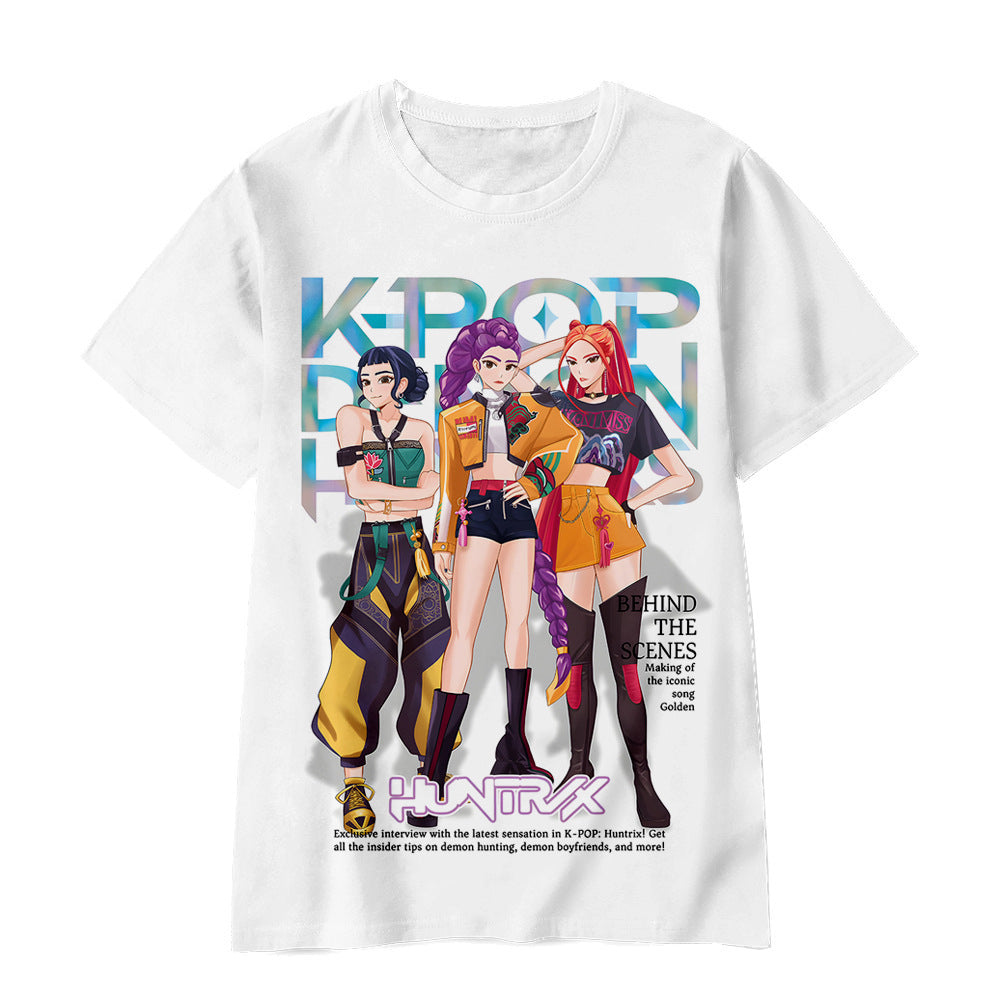 Witcher boy group 3d digital printing cross-border overseas casual loosefashion t-shirt k-pop girls t-shirt