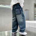 Boys' fall denim pants, spring collection, mid-to-large size, loose fit,  new style, kids' straight-leg trousers, spring/autumn season