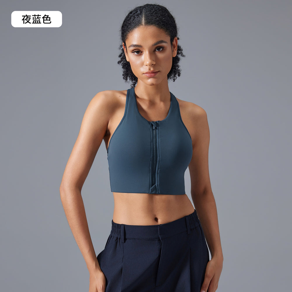 New front-zip closure, explosion-proof one-piece cup sports bra with adjustable straps - shockproof sports bra daw033