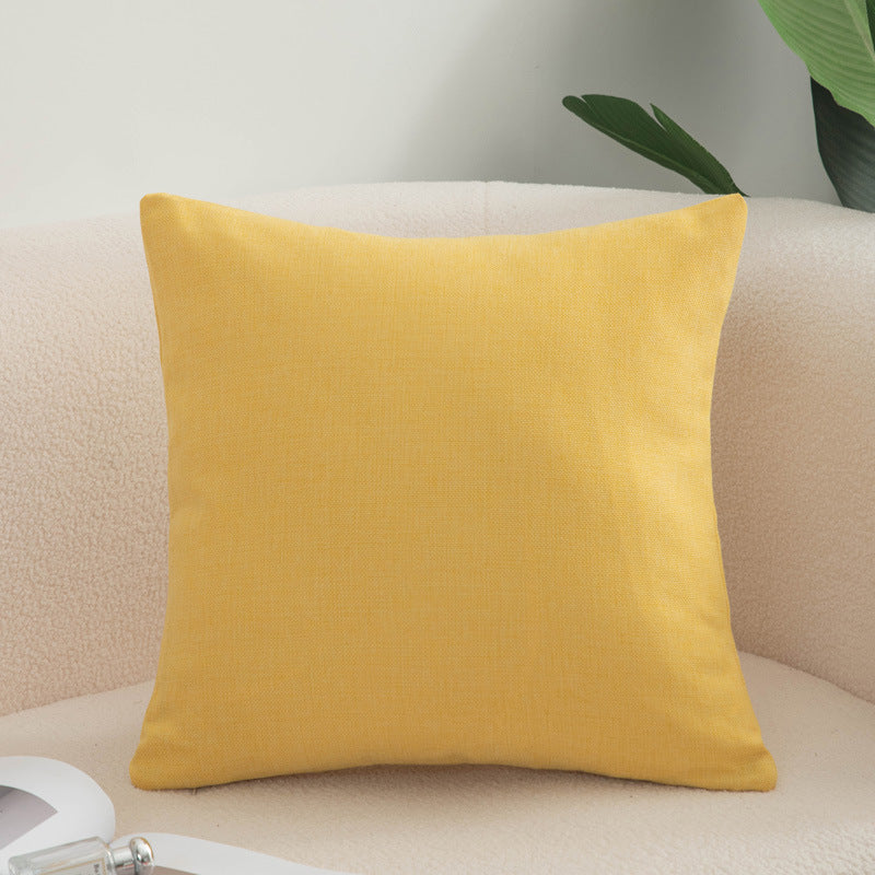 Solid color throw pillow sofa cushion cotton linen style minimalist modern office lumbar pillow square backrest bed headrest pillow
