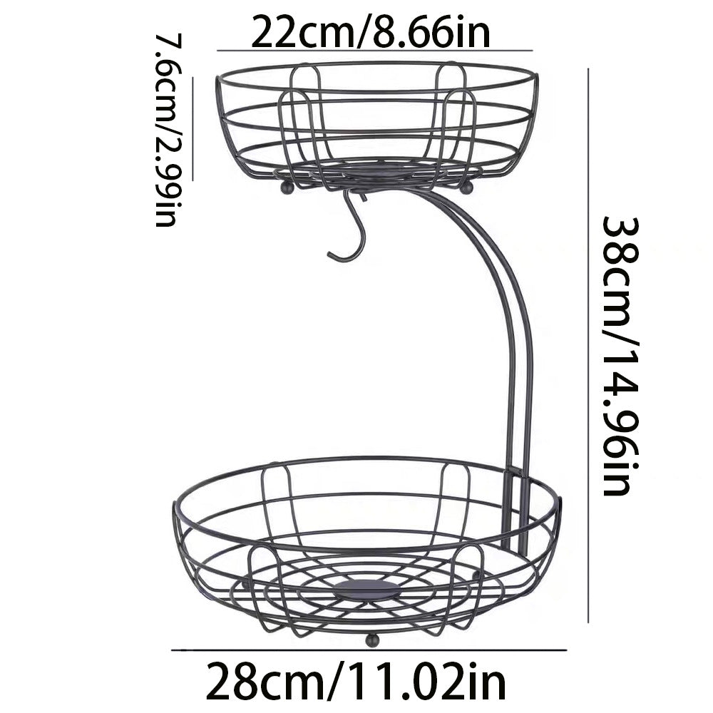 Processing Customized 2-layer fruit basket Restaurant Snack storage Fruit plate Metal basket Fruit storage basket Household