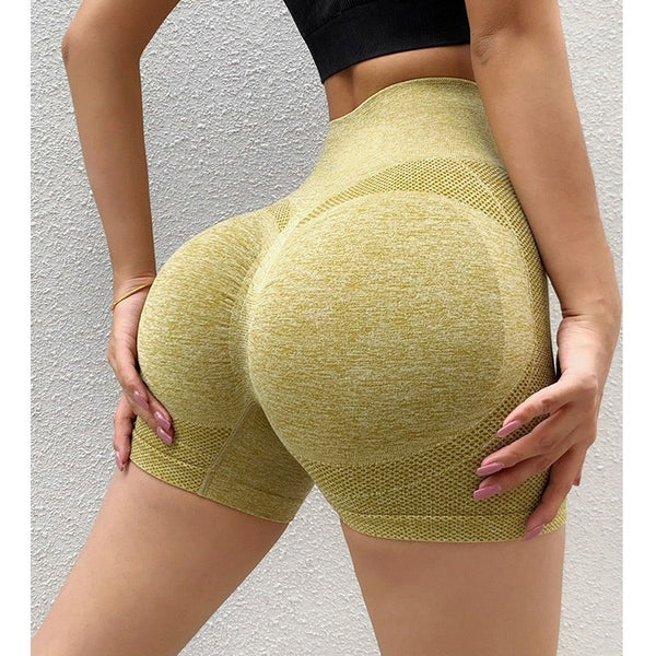 Yoga shorts  smiley face honey buttocks shorts high waist quick-drying seamless tight buttocks three-point fitness pants sports women