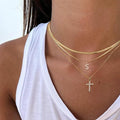 Cross zircon necklace 2025 new internet celebrity accessories accessible luxury niche design titanium steel clavicle chain