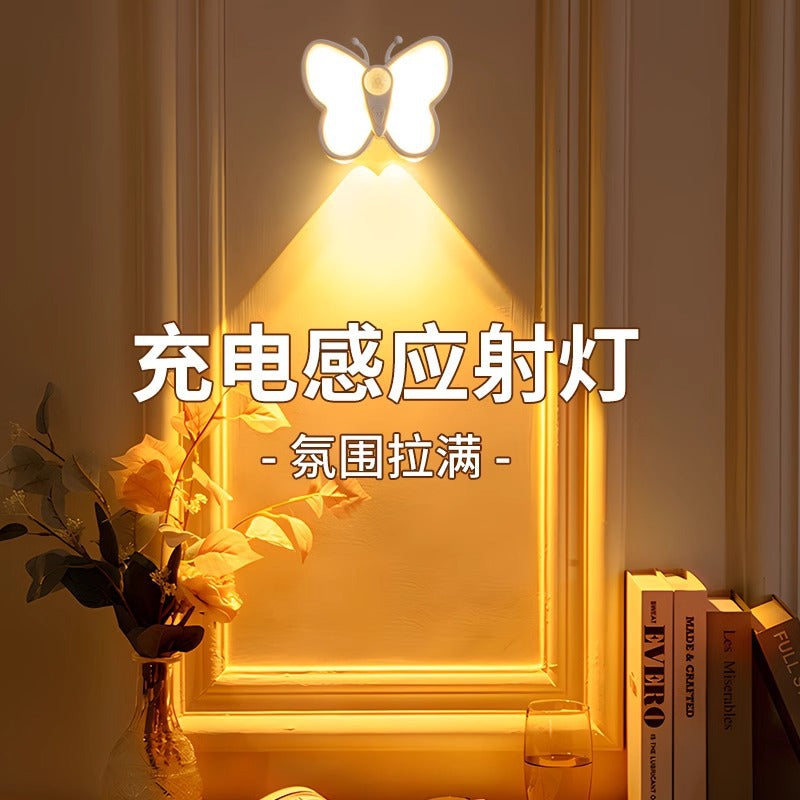 Rechargeable ambient sensor light - no wiring, no drilling, magnetic wireless bedside night light for bedroom
