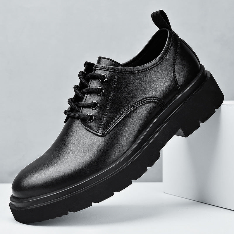 Men's shoes: new 2026 spring collection - british style black leather casual shoes, men's business formal oxfords, square toe work shoes, trendy footwear