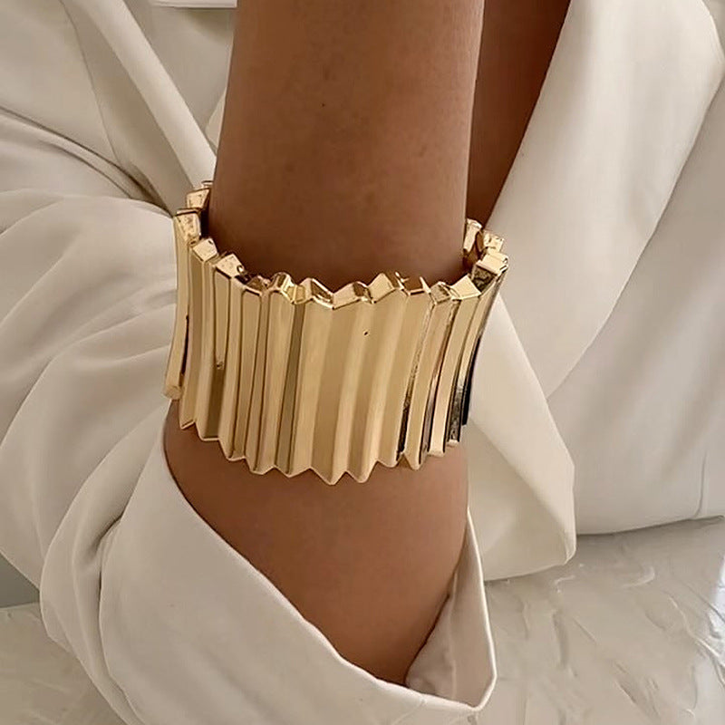 European and american cross-border e-commerce jewelry exaggerated irregular alloy bracelet stylish spring open bracelet women's wide face bracelet