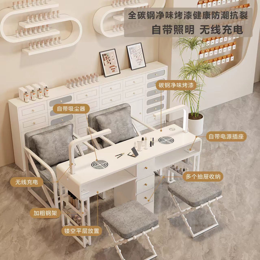 Widened 45cm nail table and chair set - special offer! economical single/double, light luxury, multi-functional, odorless, carbon steel with baked enamel finish