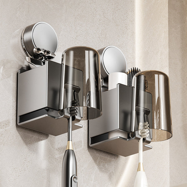 Gun ash suction cup, toothbrush holder, shelf, brush cup holder, bathroom, high-end wall-mounted household mouthwash cup set