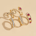 Wholesale alloy rings: european & american cross-border, niche, high-end jewelry - diamond-accented snake ring set, stackable women's accessories