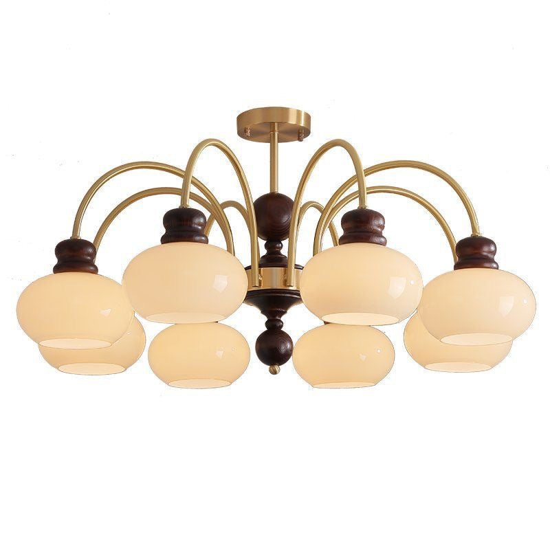 French retro living room main light high-end bedroom room lighting dining room magic bean chandelier new Chinese all-copper chandelier
